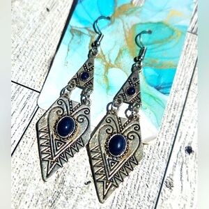 Elegant Silver and Blue Dangle Earrings